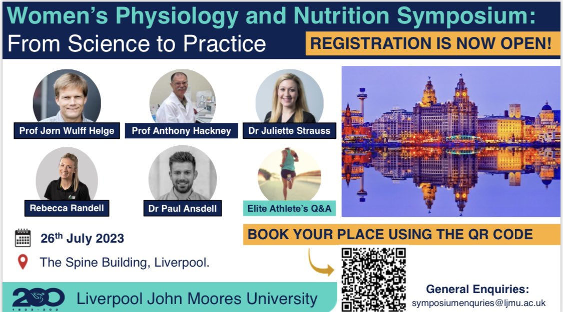 Registration is now open for our Women’s Physiology and Nutrition Symposium! 🏃‍♀️

Join us here <a href="/LJMU/">Liverpool John Moores University</a> in July to hear from our incredible speakers!

Book using the QR code 👇