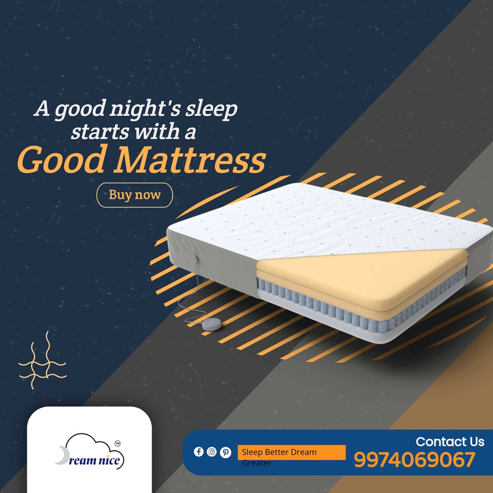 A good night's sleep starts with a Good Mattress. Buy now from Dreamnice Mattress. #sleep #plushmattresscompany #mattress #mattressstore #softmattress #sleepwell #mattress #bed #dreamnicemattress #winter #Mattress #bedding #dreambig #pillow #nearAhmedabad #dreamnice