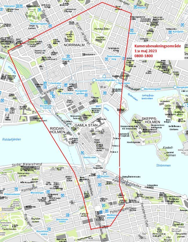 dronarbevakaren's tweet photo. "Den första maj 2023 kommer ett stort antal demonstrationer genomföras i Stockholms innerstad. Polismyndigheten har fattat beslut att kamerabevaka ett område i de centrala delarna av Stockholm genom UAS."
Läs mer: https://t.co/JKOu9tgSjP https://t.co/lOGTNJnmtK