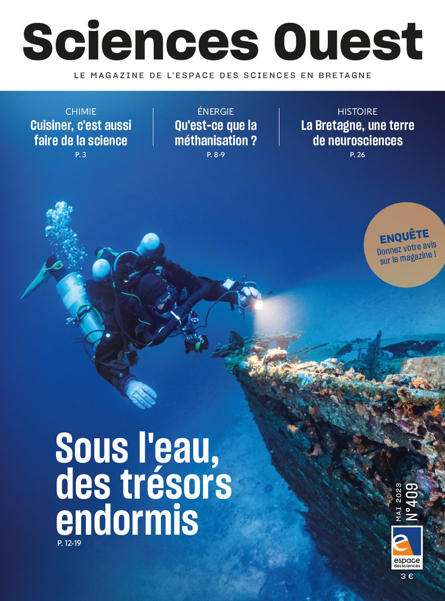 Sciences Ouest (@sciences_ouest) on Twitter photo ✨ #Parution | Après les landes et les tourbières, <a href="/Sciences_Ouest/">Sciences Ouest</a> enfile le masque de plongée pour explorer des épaves 🤿⚓️
Dans ce nouveau N° on parle aussi de #méthanisation, des #cormorans et de #cuisine !
📬En vente sur espace-sciences.org/boutique
💻⏳ Prochainement en ligne ✨ #Parution | Après les landes et les tourbières, <a href="/Sciences_Ouest/">Sciences Ouest</a> enfile le masque de plongée pour explorer des épaves 🤿⚓️
Dans ce nouveau N° on parle aussi de #méthanisation, des #cormorans et de #cuisine !
📬En vente sur espace-sciences.org/boutique
💻⏳ Prochainement en ligne