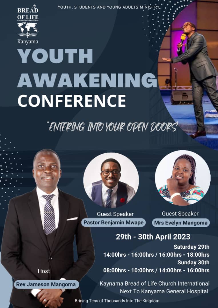 BenjaminMwape's tweet photo. It's another power packed long weekend.
1. Youth Awakening Conference - Kanyama 
2. Academic Convention - University of Zambia 

Plug into these meetings and encounter God's power for your season of open doors. 
#JoshuaGeneration #REVIVAL 🔥 https://t.co/ZgBUQs9xs5