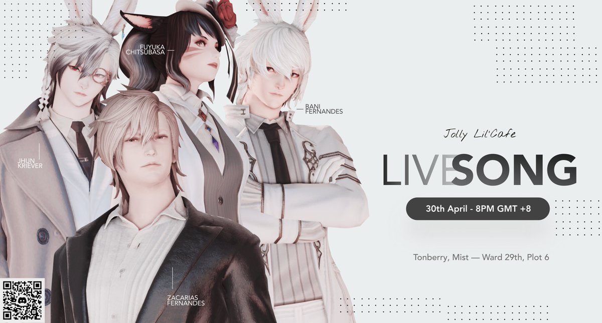 Get ready to groove with some of Eorzea's most talented vocalists! 'Livesong' Karaoke at #JollyLilCafe 🎶on 30th April 8PM GMT +8