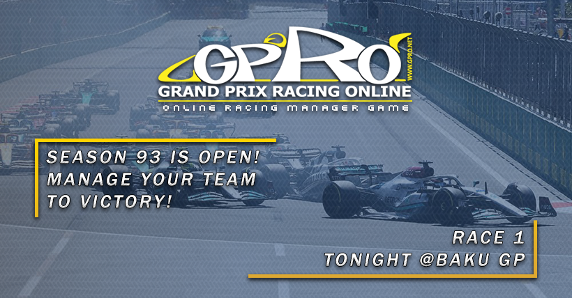 It is time to get your team out on the track! The new GPRO season starts tonight @ gpro.net