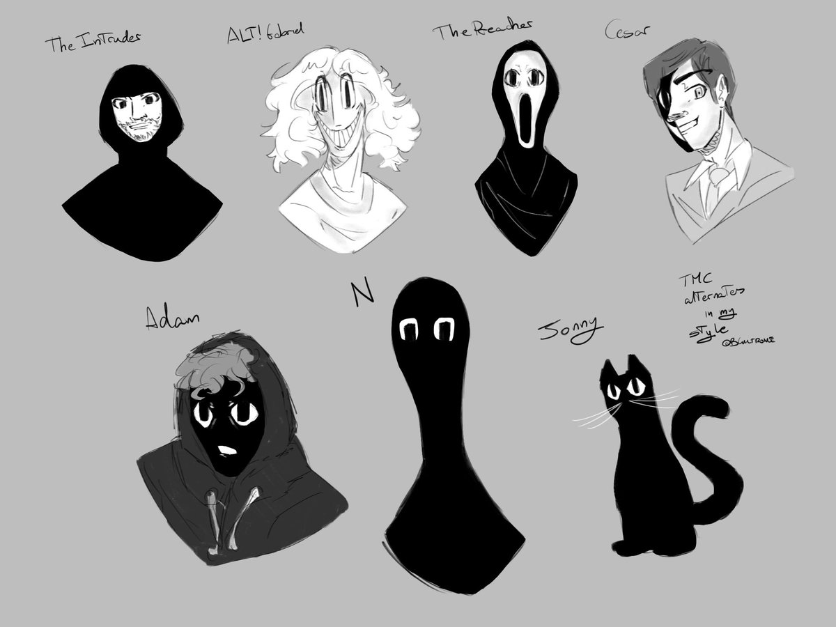 some sketches of the alternates from tmc. #mandelacatalogue #mandelacataloguegabriel #alternates #TMC #fanart #sketch #greyscale #procreate