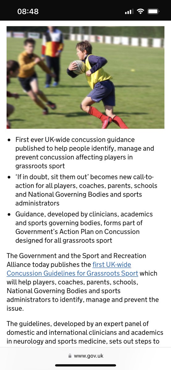 Landmark concussion guidance for grassroots sport published - GOV.UK “If in doubt, sit them out” 1. RECOGNISE signs of Concussion 2. REMOVE anyone suspected of being concussed immediately & 3. RETURN safely to activity, Ed, wrk & sport gov.uk/government/new….