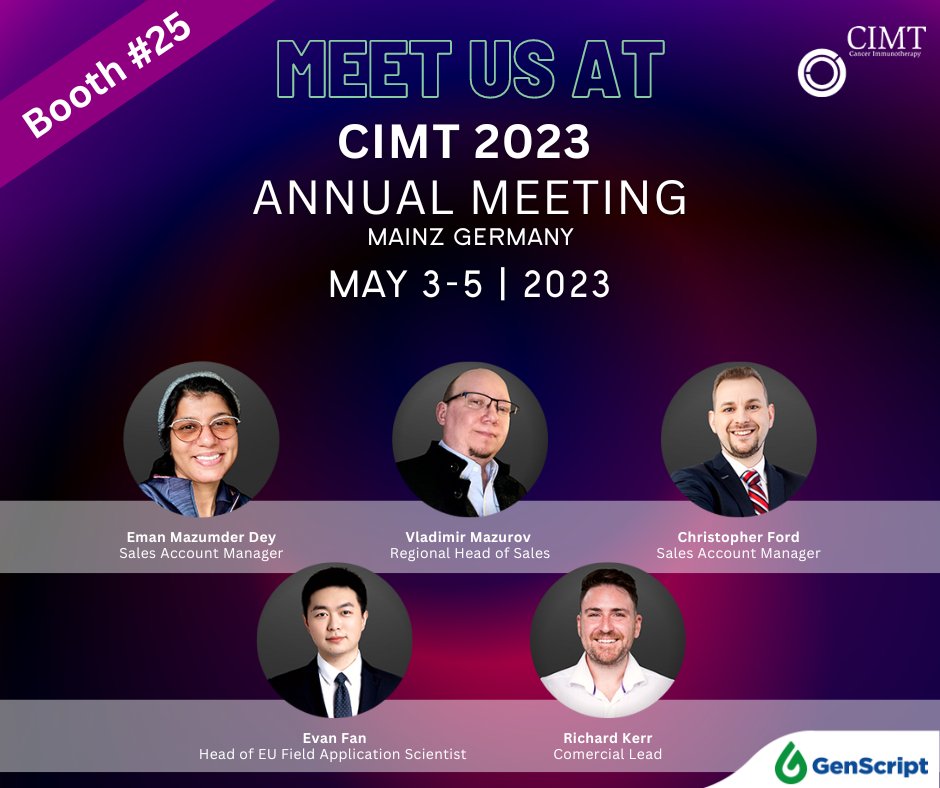 GenscriptE's tweet image. #Europe Get ready to experience the cutting-edge of gene editing and personalized medicine at CIMT 2023 in Mainz, Germany!
#GenScript #CIMT2023 #GeneEditing #PersonalizedMedicine #LifeScienceIndustry #Innovation #Breakthroughs