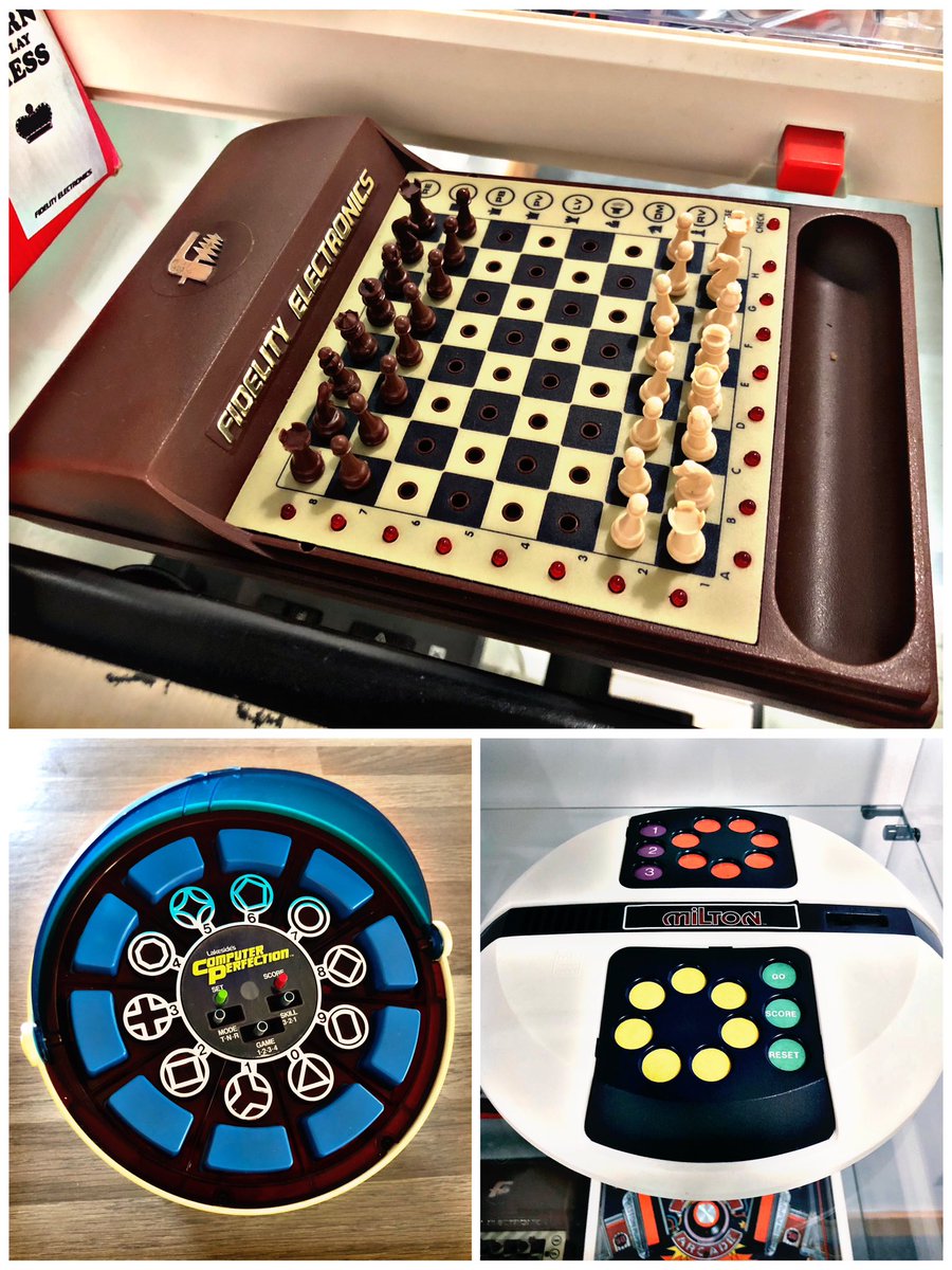 SWRetroComp's tweet photo. Today’s #RetroTrio offers you Mini Sensory #ChessChallenger, #ComputerPerfection and #Milton. Which will you keep, gift to a friend and delete forever? #RetroComputing #ComputerHistory #RetroGaming #VideoGames https://t.co/nqOd87SmoM