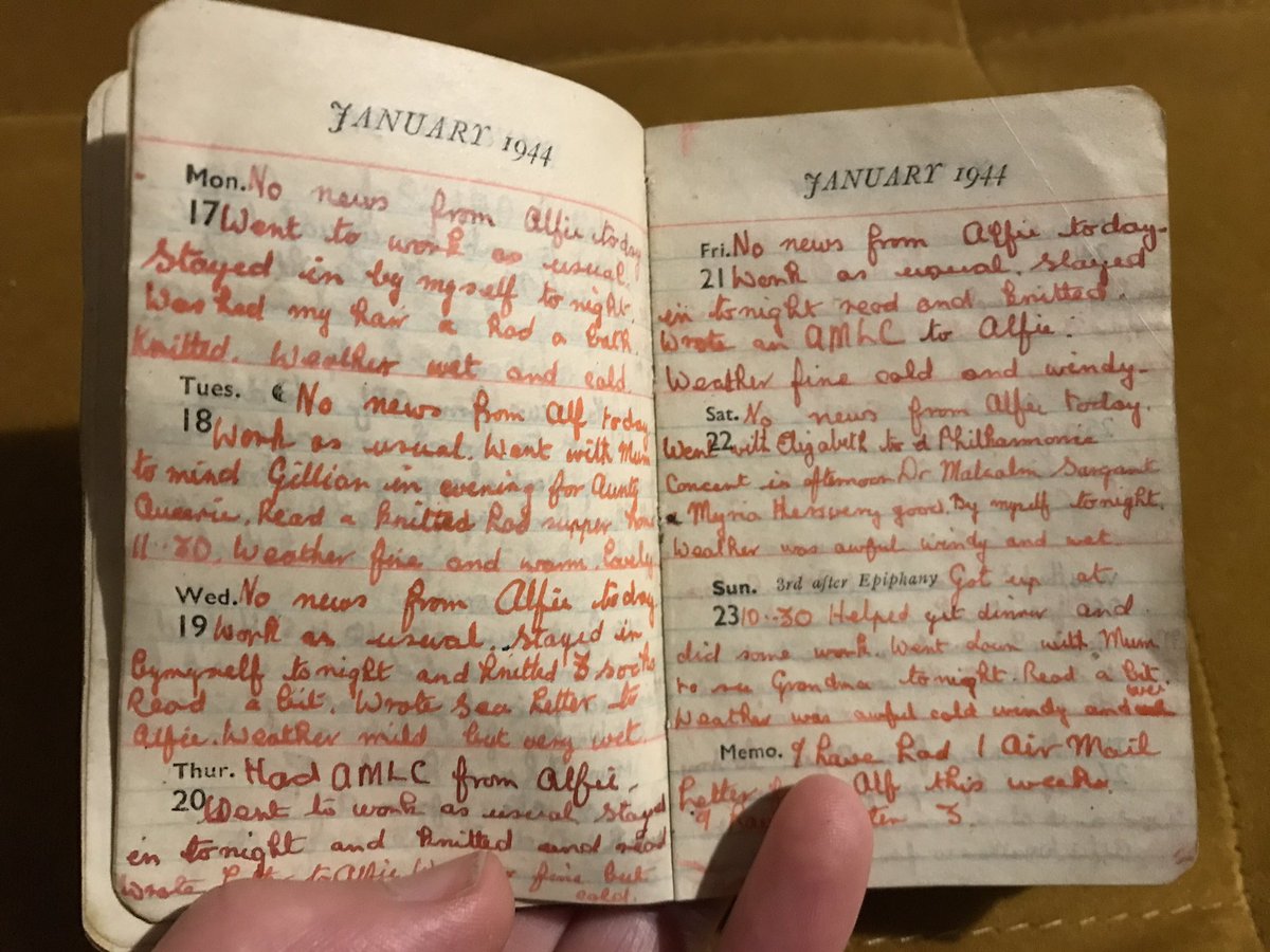 Does anyone recognise this 1944 diary? Found in a loft on Margate St, Walney, Barrow metal detectorist &amp; local historian Chris Linton is hoping to find its owner and discover what happens next. Our author was waiting for “news from Alfie”… <a href="/BBC_Cumbria/">BBC Cumbria</a>