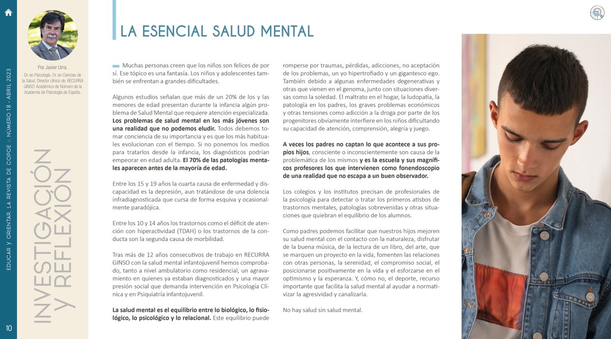 CopoeOrienta's tweet photo. Te invitamos a leer el artículo "La esencial Salud Mental" escrito por  Javier Urra para el número 18 de Educar y Orientar.

Descarga disponible en https://t.co/dHOiVTHPyA https://t.co/ci9TCS91nC