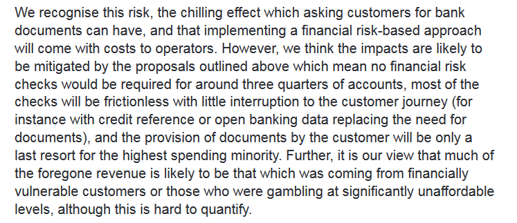 Rereading this part, you have to laugh. 

Summary = 
"We know people don't wanna send bank statements,  and that if asked customers will leave and bookies will lose customers and revenue... but fuck it, those were probably the addicts anyway"