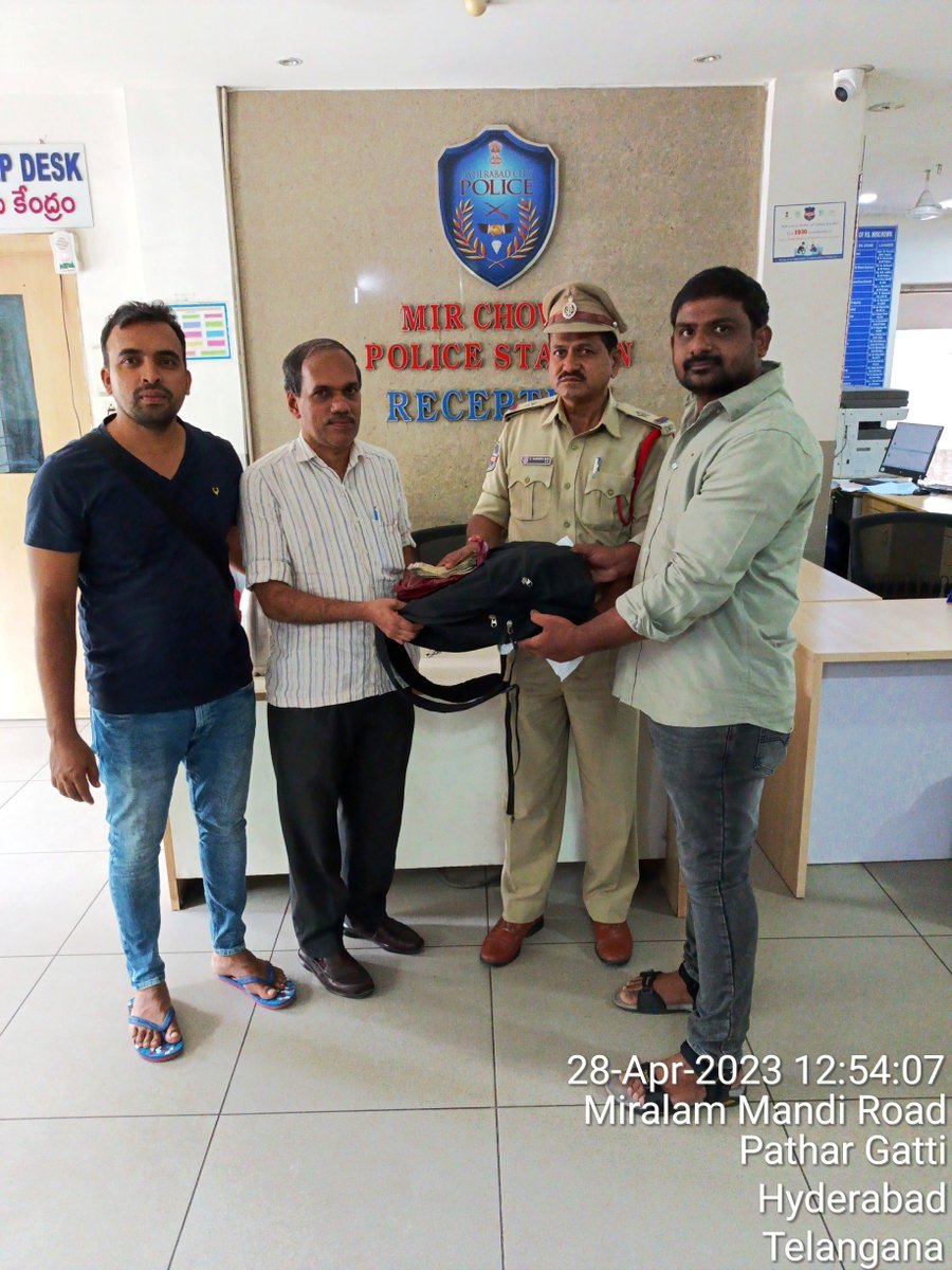 Today at 1000 hrs received a complaint from Saleem R/o Kerala regarding bag missing in auto which contains 25k cash and other important documents, Traced the missing bag with cash at 1245hrs by Crime Staff of PS Mirchowk along with the help of CCTV cameras and handed over the bag