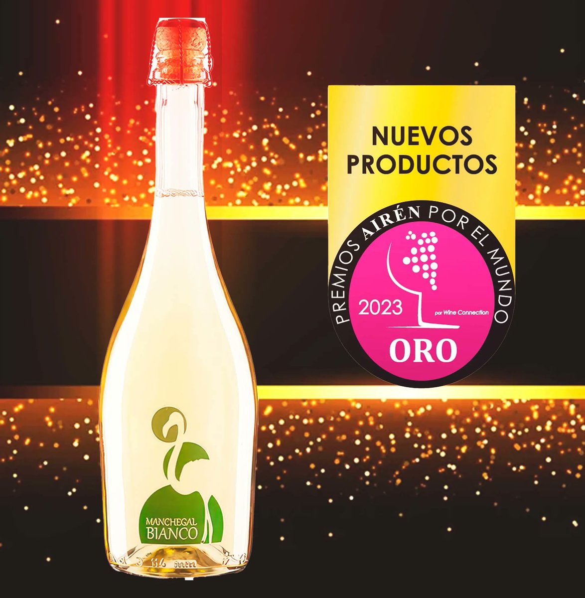Y otro premio más...
Esta vez para el Manchegal Airén, un vino de aguja, de espuma fina y agradable, semidulce y alegre, perfecto para refrescar las tardes.
Premio Airén por el mundo a la máxima puntuación en nuevas categorías con base airén espumoso.