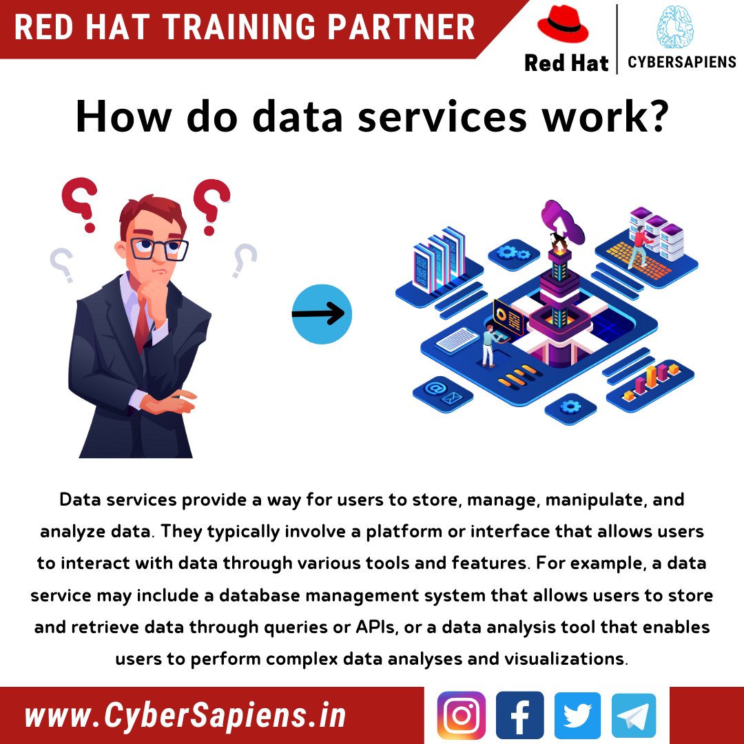 How do data services work?

CyberSapiens
cybersapiens.in

#cybersapiens #redhat #redhat #redhatpartners #redhattraining #redhatcertification #redhatenterprise #redhattrainingpartners #cyber #cybersecurity #cyberaware #cybersecurity