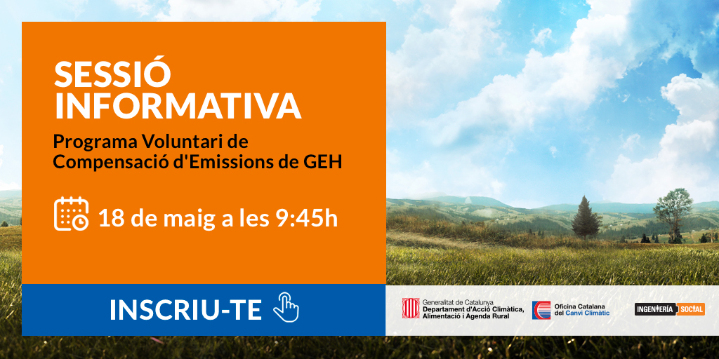 📢 Inscriu-te a la sessió informativa del Programa Voluntari de Compensació d'Emissions de #GEH 

📅 18/05 - 09:45h

➡️ Us presentarem el programa, respondrem preguntes i us assessorarem en funció dels vostres projectes.

🔗 bit.ly/3LthTUT 
#CanviClimàtic #CO2mpensacions