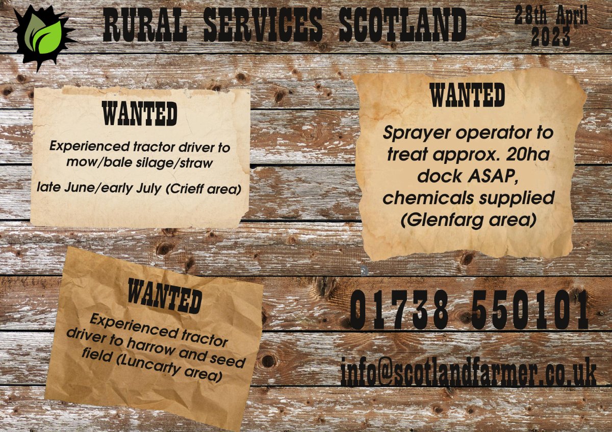 A few new pins on the wanted board this week: please give us a ring if you can supply 🚜 01738 550101