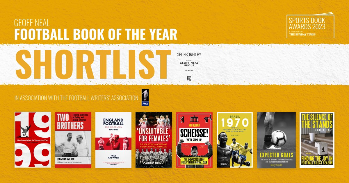 We are delighted to partner with the #SportsBookAwards as sponsor of the Football Book of the Year in association with 
@theofficialfwa. Eight amazing titles have made it onto the shortlist. #SBA23 #ReadingForSport Good luck to all nominees! @sportsbookaward
