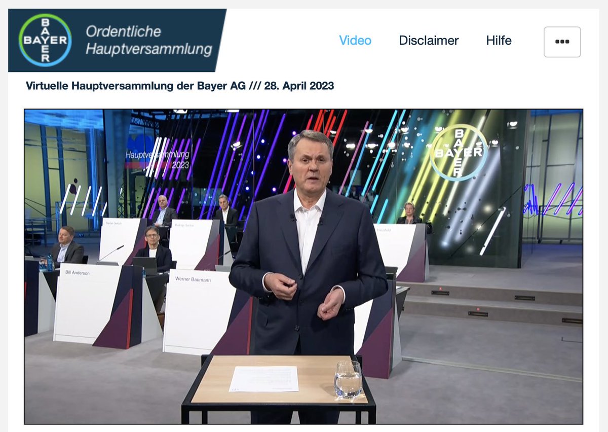 Los geht es mit der vHV der <a href="/Bayer/">Bayer AG</a> AG und dem Abschied der Aktionäre von Werner Baumannn