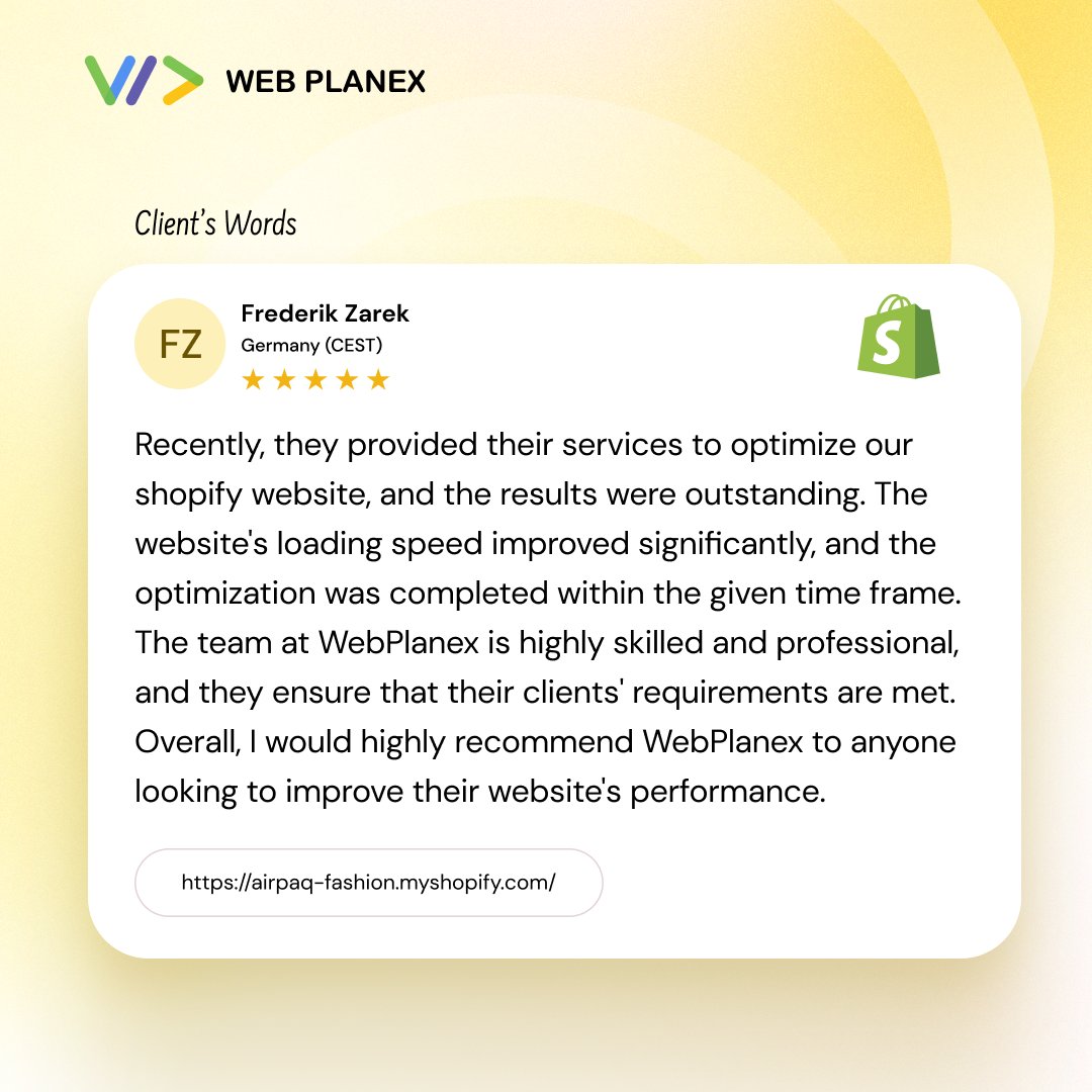 webplanex's tweet image. Greeting from Webplanex Shopify Partner Agency
We got an amazing opportunity to design and develop an Airpaq. Shopify store speed optimization High expert = Get Result 88+ score
Contact us= info@webplanex.com
#shopifystoredesign #shopify #shopifyplus #speedoptimization #webplanex