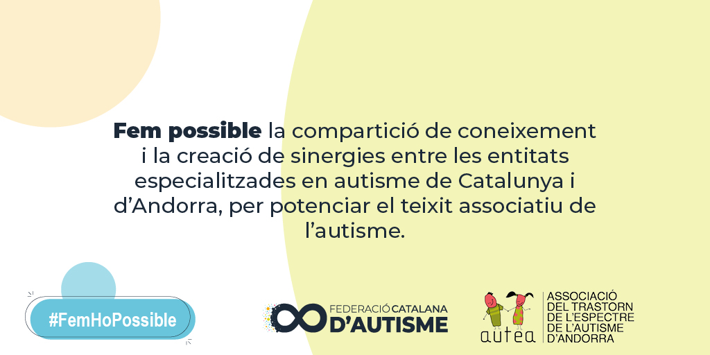 FedCatAutisme's tweet image. ❗️@AUTEA_Andorra se suma a la campanya #FemHoPossible de la Federació Catalana d&apos;Autisme. 

🟢Fem possible que nens, nenes, joves, persones adultes i persones grans amb #autisme/autistes puguin tenir una vida de qualitat, serena i plena.