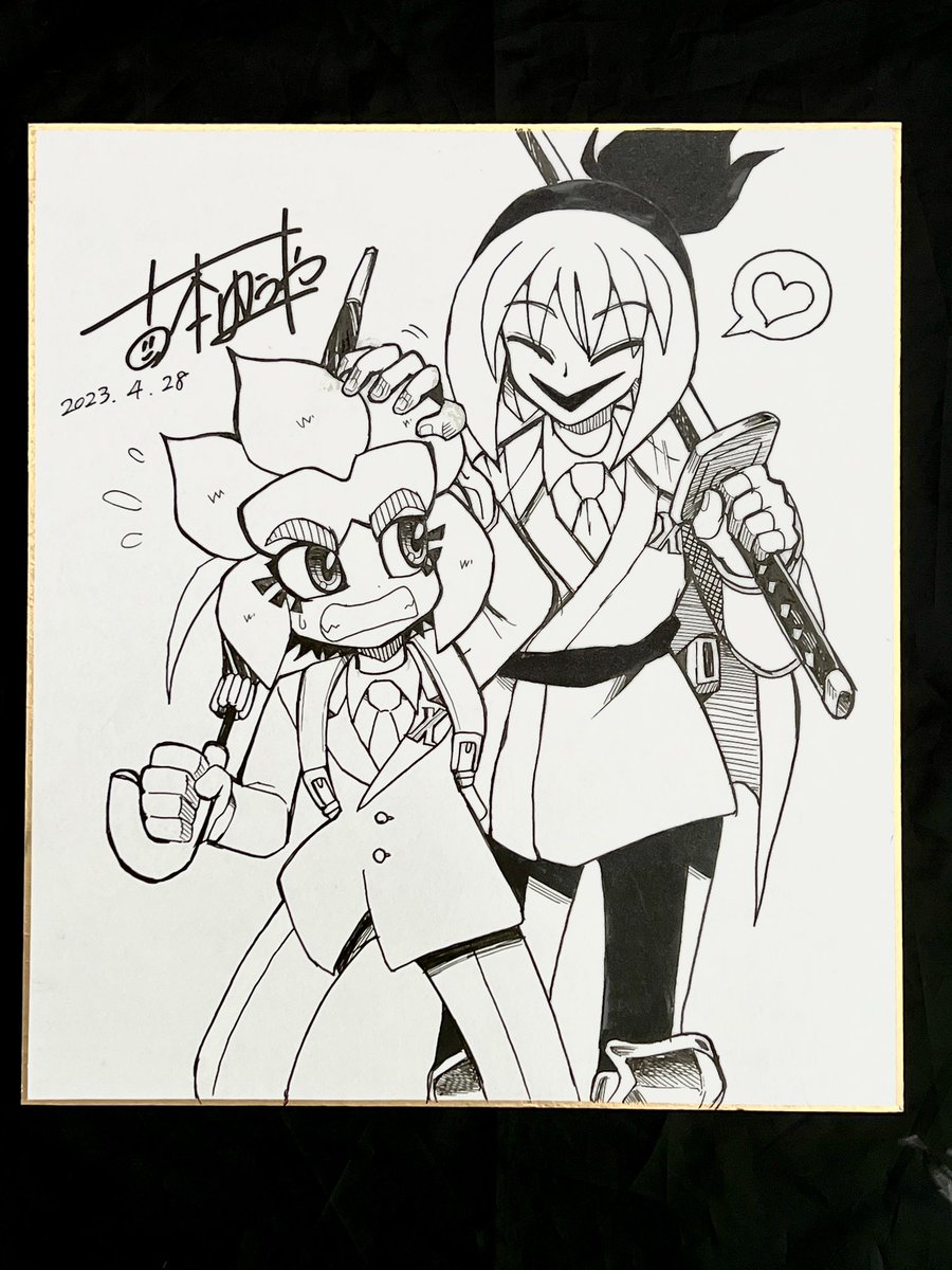 ファンボックスのお礼色紙第2便の線画です
カゲミツよりキャリバーを描くのがけっこう久々な気がします 