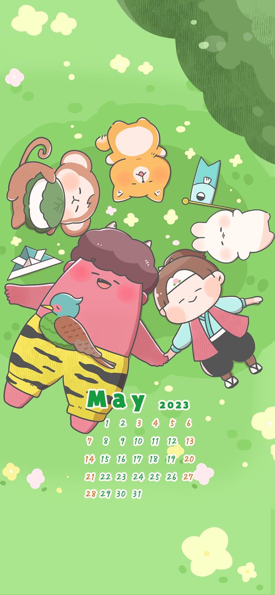 5月のスマホ壁紙カレンダーができました🍑✨
ほんわり桃太郎さんのイラストです。

よかったら個人で楽しむ範囲でお使いください✍️
#壁紙配布 #カレンダー https://t.co/AAwIbjXuDt
