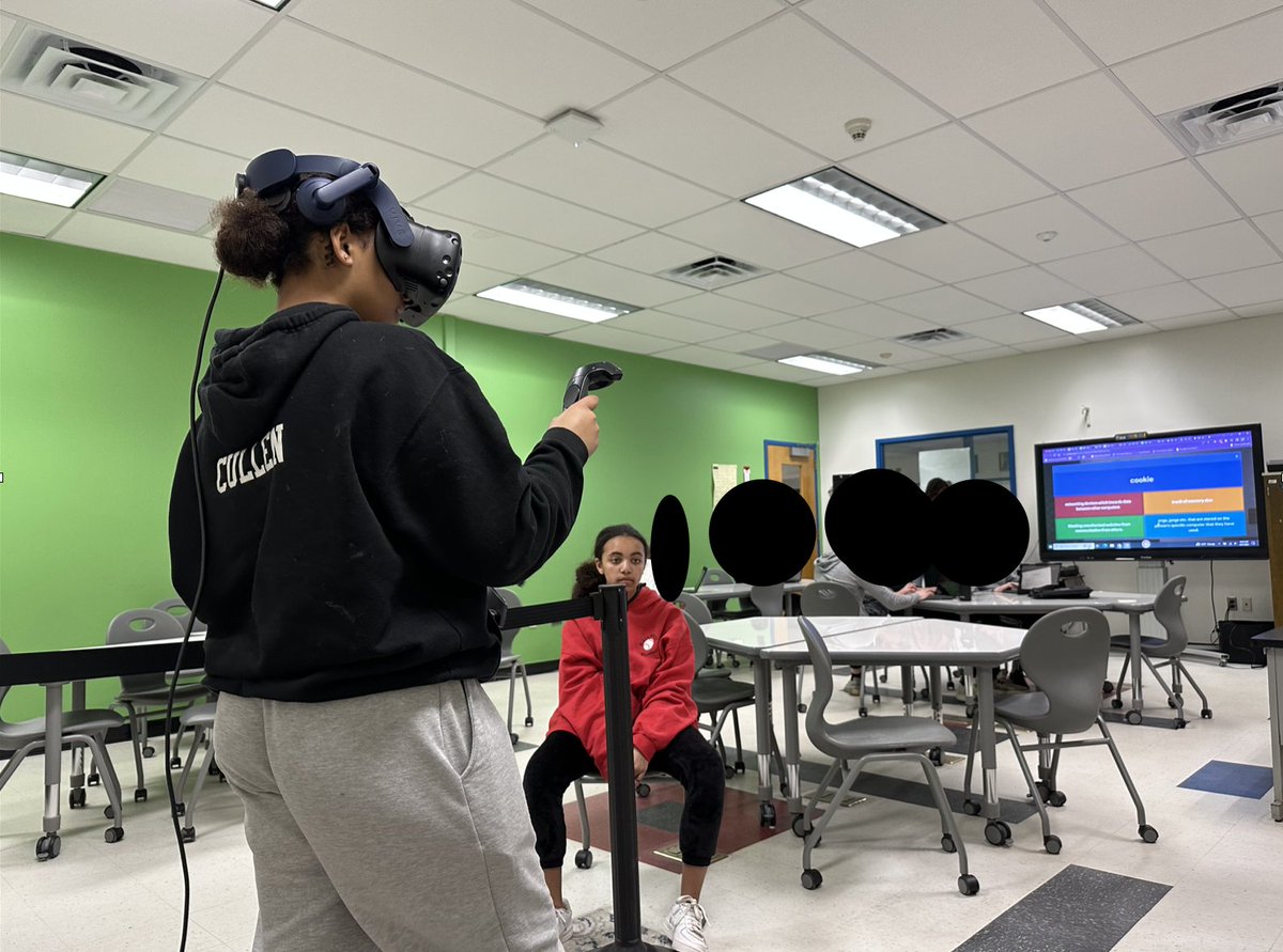 cullenclass's tweet image. #bringyourchildtoworkday  They  played Blooket, VR in  tech  lab, &amp;amp; floor hockey in gym (My youngest &amp;amp; I were on opposing teams, so it was imperative I checked her into the boards) They said that although I would embarrass them, they would love to be in my class   #weareChesterNJ