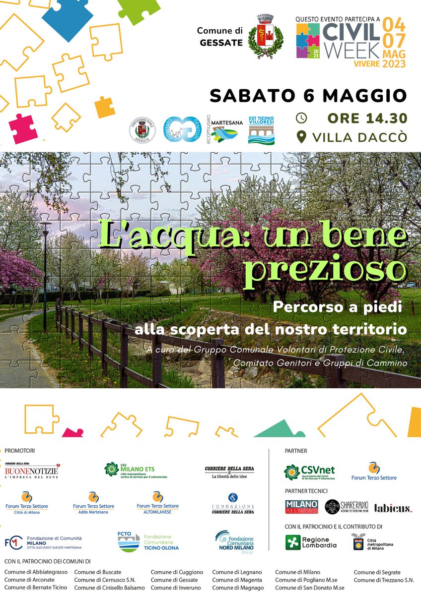 ProtCivGessate's tweet photo. L'acqua: un bene prezioso
Percorso a piedi alla scoperta del nostro territorio
SABATO 6 MAGGIO 2023 ORE 14.30
VILLA DACCÒ
#PROTEZIONECIVILE 
#gessate 
#noicisiamo https://t.co/kuIwABtrbn