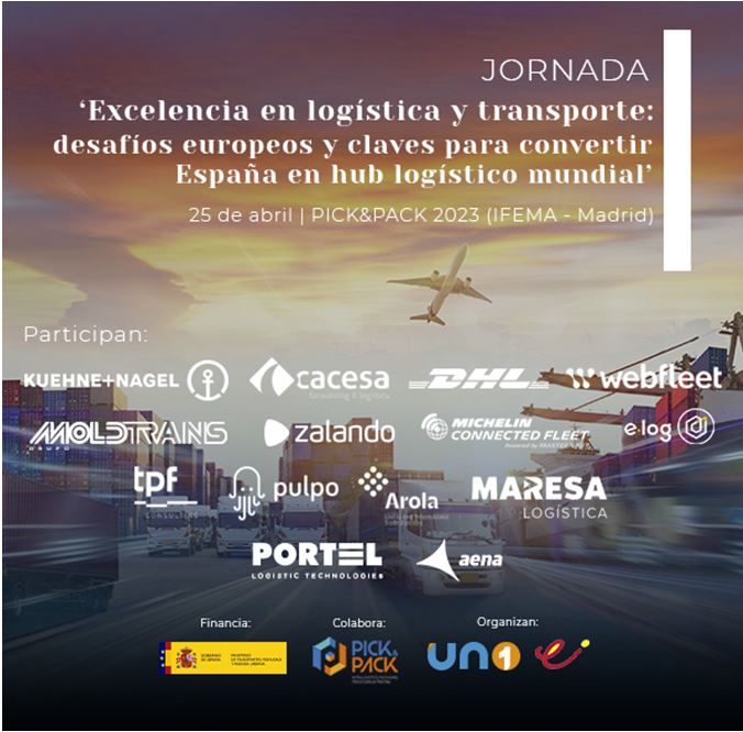 PortelLogTech's tweet photo. @aena  y Portel participan en la jornada ‘Excelencia en logística y transporte: desafíos europeos y claves para convertir España en hub logístico mundial’ celebrada el pasado 25 de abril de 2023.
El encuentro fue organizado por la patronal de logística y transporte UNO. https://t.co/1lMWd7ye6Z