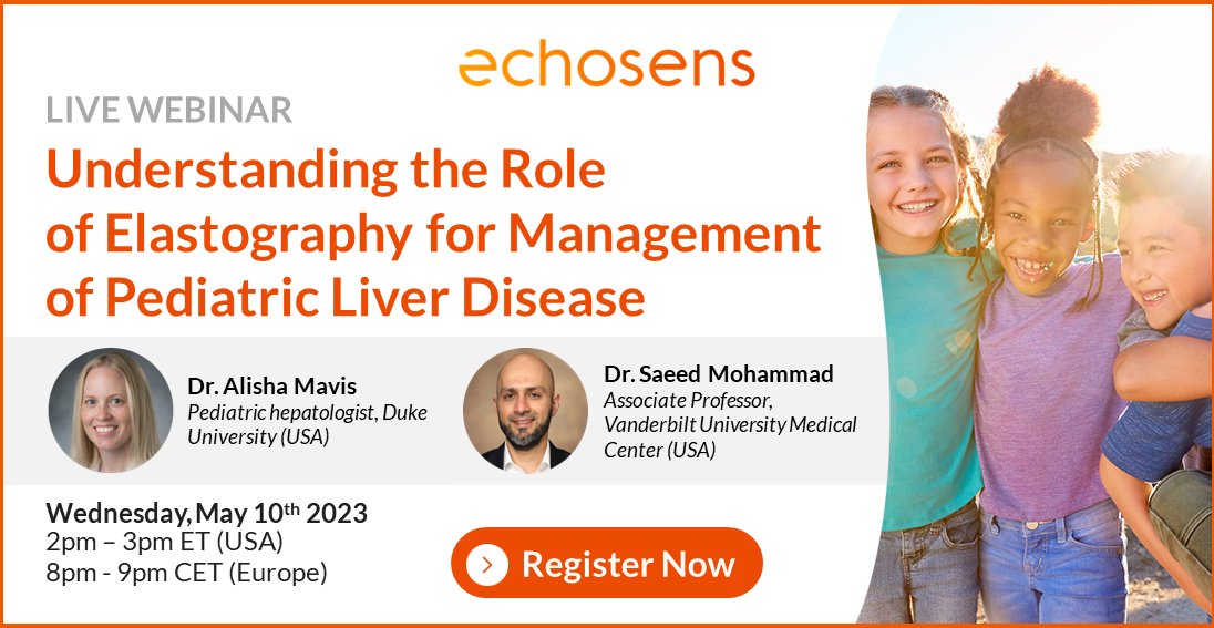 📆Register for our webinar on May 10th: Understanding the Role of Elastography for Management of Pediatric Liver Disease
Review with Dr. Mavis &amp; Dr. Mohammad the current management of this condition and discuss available NITs, incl FibroScan for children
👉bit.ly/3oRFkiZ