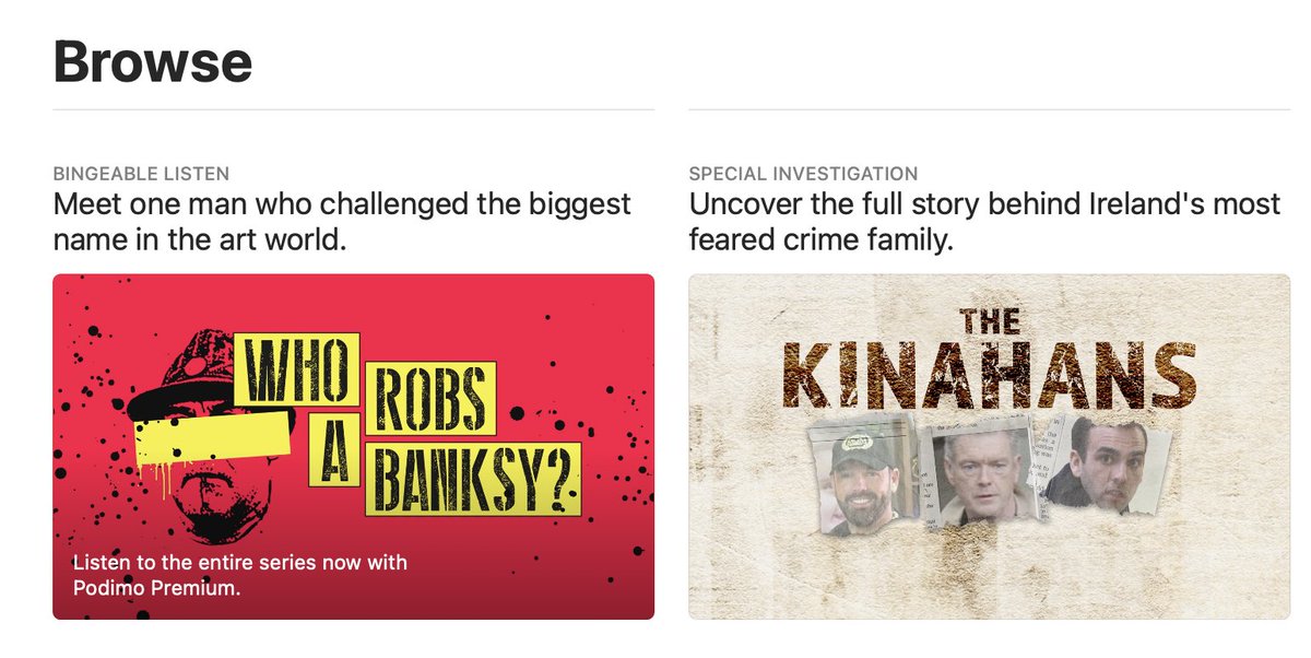 Jake Warren (@thejakewarren) on Twitter photo Fantastic to see from the day of launch that #WhoRobsABanksy? is pride of place on the <a href="/ApplePodcasts/">Apple Podcasts</a> home page
Get listening now, you won't regret it! Fantastic to see from the day of launch that #WhoRobsABanksy? is pride of place on the <a href="/ApplePodcasts/">Apple Podcasts</a> home page
Get listening now, you won't regret it!