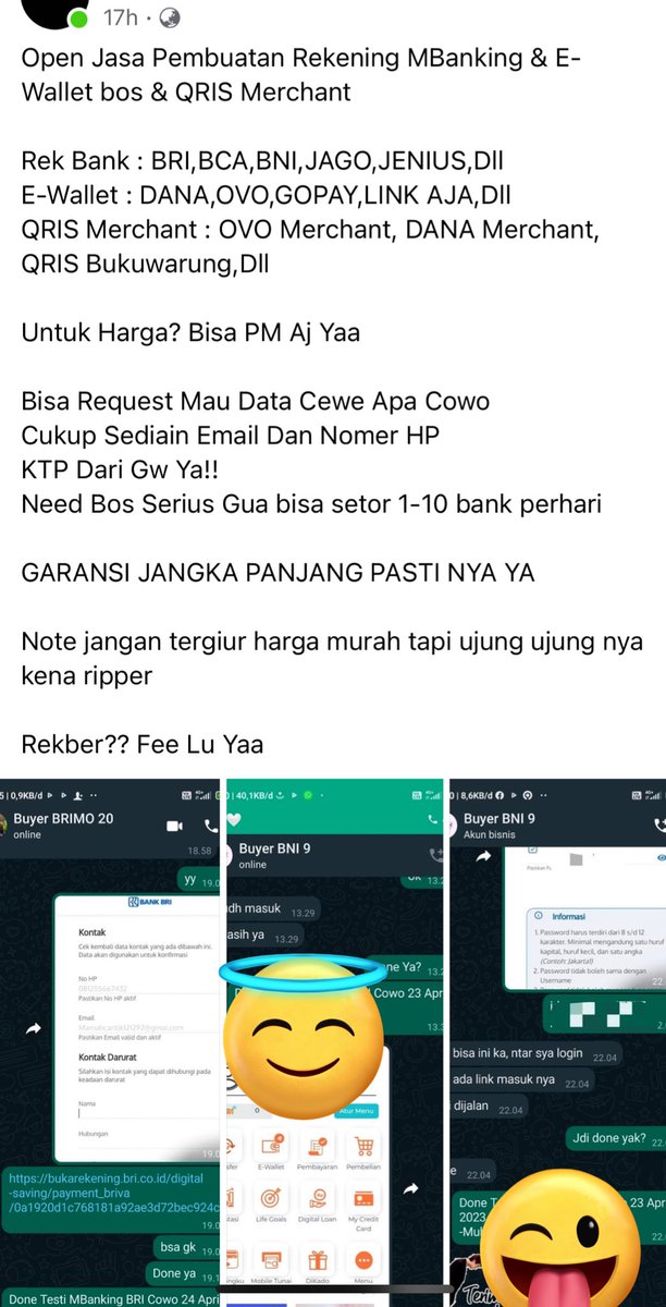 Abyputrayusti's tweet photo. @PartaiSocmed Seremmm Ihh ada Yang Jual Akun Bank Juga,Data Nya bisa Req Cowo/cewe🫣🫣🫣 https://t.co/pUMbk2P4DP