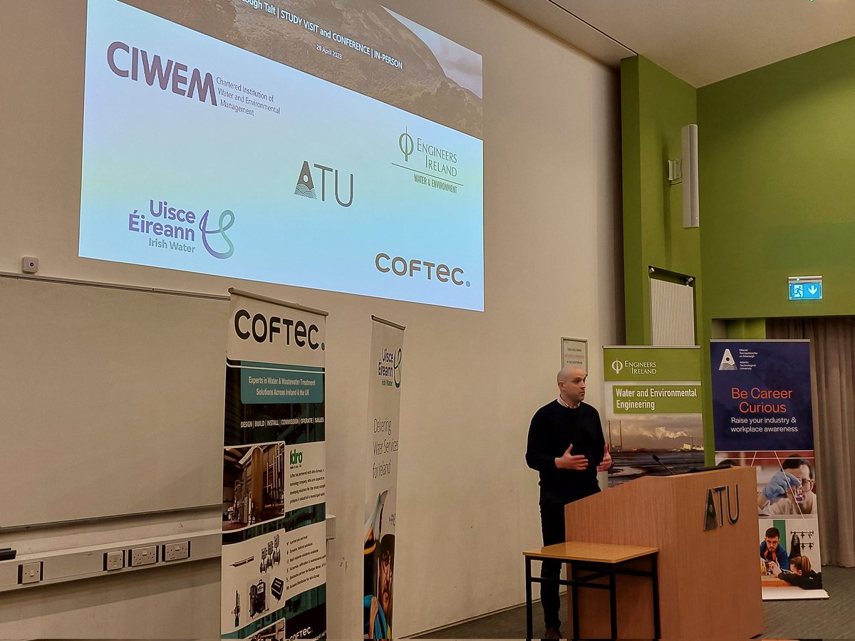 Delighted to host a @CIWEM, @coftec @engineerireland event @atusligo_ie today. Heading out soon for a site visit to @IrishWater Lough Talt drinking water plant. Back here then for Environmental presentations from @CERIS_ATUSligo @SCORE_EUproject @EithneDavis