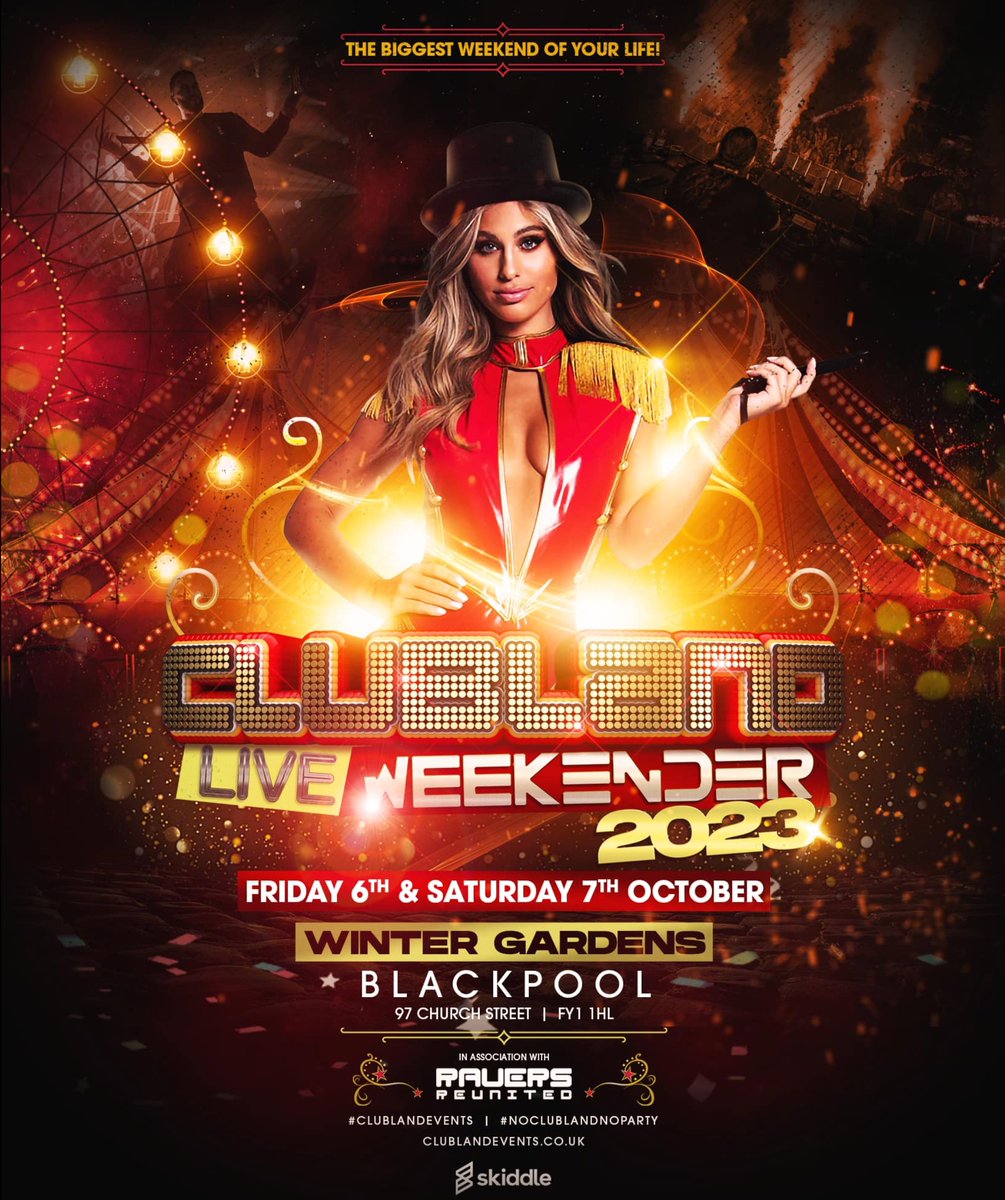 clubland's tweet photo. Clubland Live Weekender 2023  
We can’t wait to return to Blackpool 
Tickets https://t.co/B8otDo2R87 https://t.co/v8SCoWTqbA