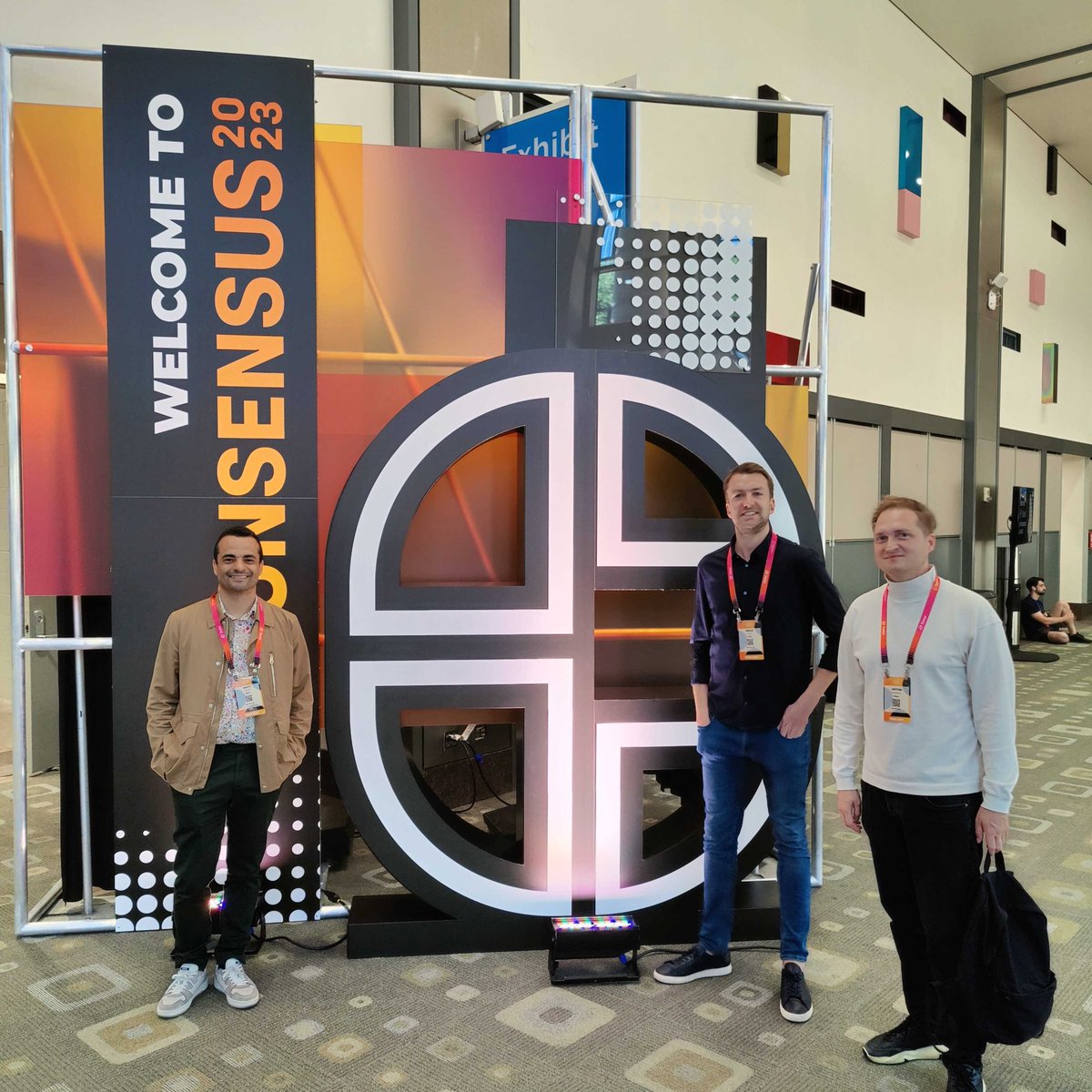 zilliqa's tweet photo. Matt Dyer, Bradley Laws, and Anton Agafonov from the #Zilliqa team are in Austin, Texas for #Consensus2023. The event coincides with the recent launch of #EVM compatibility on mainnet - a major step towards growing Zilliqa's adoption and interoperability.

If you're attending, meet the team today to find out more about the exciting changes coming to Zilliqa!