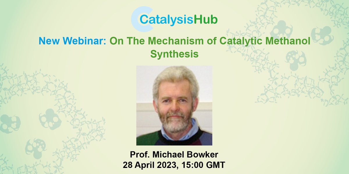 Join Prof. Michael Bowker for a webinar On The Mechanism of Catalytic Methanol Synthesis today at 15:00 BST. Register for free at tinyurl.com/methanol-synth…
<a href="/CCI_Cardiff/">CCI</a>
#catalysis #chemistrywebinar #sustainable #hydrogen