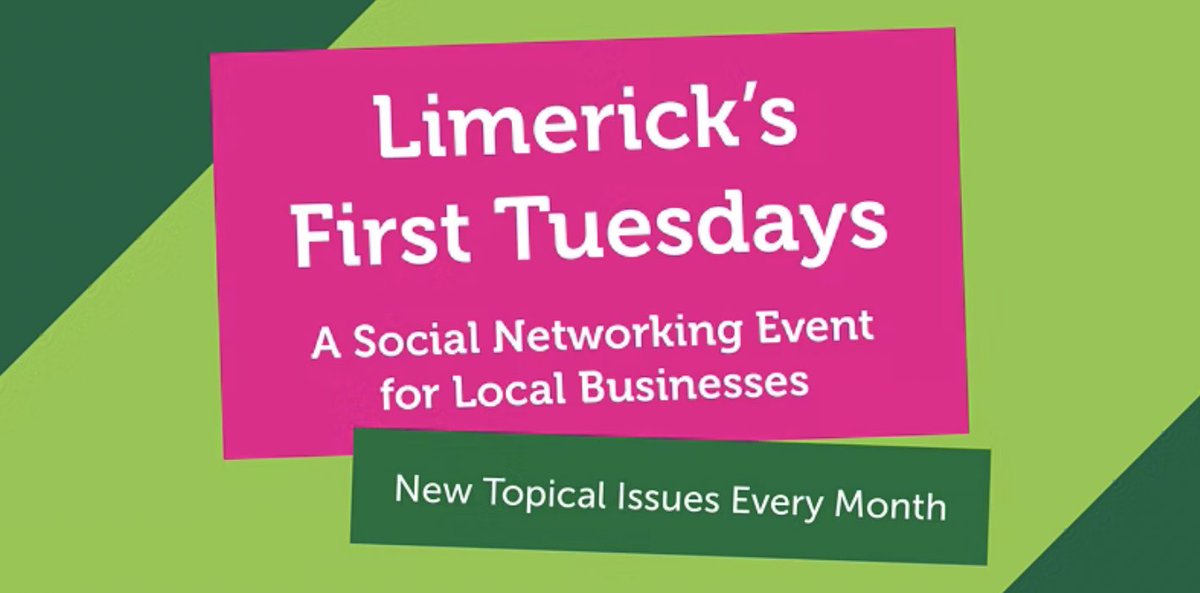Update to the May Limerick First Tuesday event: 

The Guest Speaker will be Dr. Briga Hynes of <a href="/BusinessAtUL/">Business at UL</a>, with the topic: 
'Entrepreneurial and Innovative Mindset: Strategies Opportunity Recognition &amp; Impact in an Age of Uncertainty' 

Register online! bit.ly/3D0Chbw