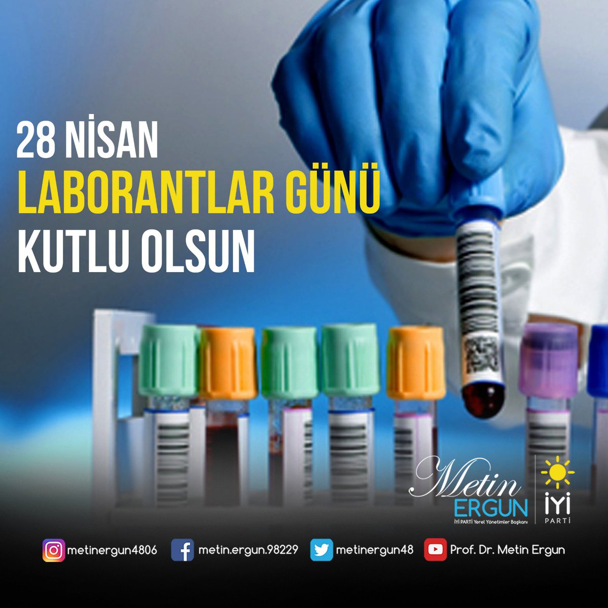 Hastalıkların teşhis ve tedavisinde çok önemli roller oynayan ve büyük bir özveri ile vazifelerini yerine getiren tüm laboratuvar çalışanlarımızın 28 Nisan #LaborantlarGünü kutlu olsun.