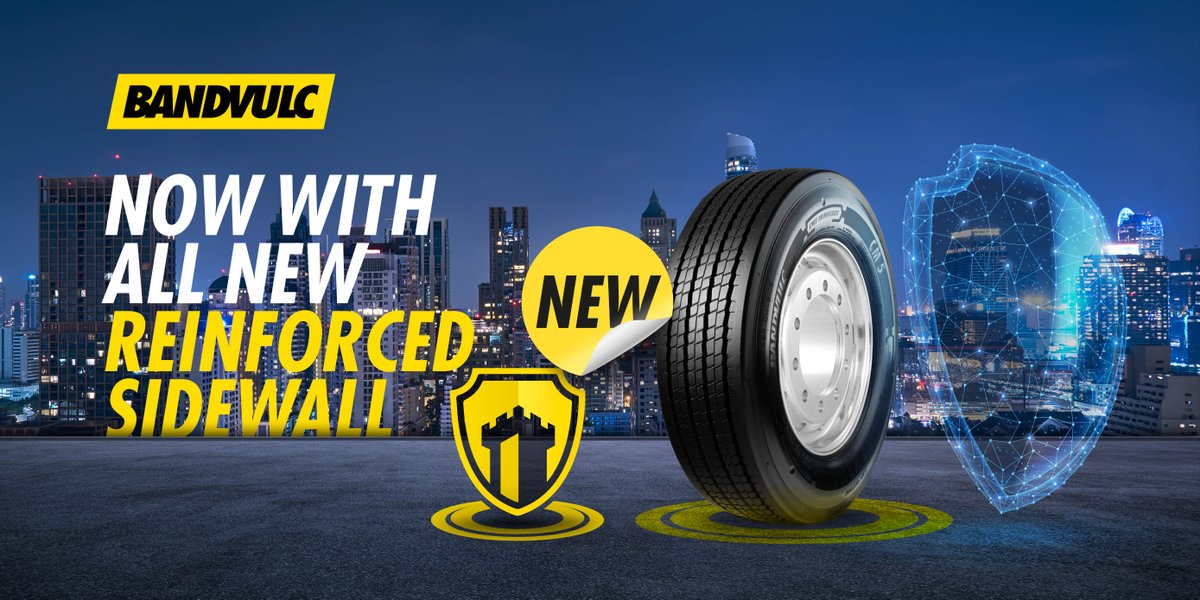 Bandvulc's tweet photo. The Citymaster 5 is here, now with all NEW Reinforced Sidewall!

Citymaster 5’s reinforced sidewall adds an extra layer of rubber compound to the outer sidewall for added protection against kerbing. See all the benefits of our latest Bus &amp; Coach tyre here- https://t.co/dpV7Wf4JBT https://t.co/2Ag2y6GgS8
