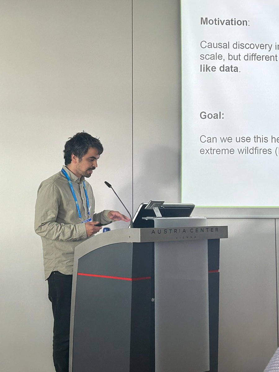 And Emiliano Díaz, now in his PhD final stage, today presents 'Learning causal drivers of PyroCb', showcasing how to make the most of heterogeneity to unveil causal triggers in phenomenons like photosynthesis and extreme wildfires! #EGU23 <a href="/USMILE_ERC/">USMILE ERC Synergy Grant</a> <a href="/FDL_Europe/">Earth Systems Lab (FDL Europe)</a>