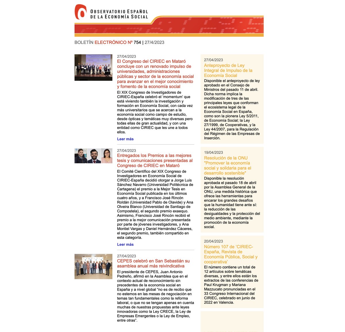 CIRIEC_Esp's tweet photo. Compartimos nuevo núm. del Observatorio de #EconomíaSocial, con la crónica de la clausura del #XIXcongresoCIRIEC la #AsambleaCEPES2023 y más noticias y documentación de interés para el sector y su cada vez más creciente comunidad académica🧑🏽🎓
Nº completo 👉🏽https://t.co/5URJ6qNLcW https://t.co/lDB6ALpF6K