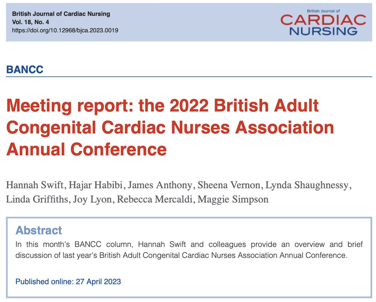 British Adult Congenital Cardiac Nurse Association (@thebaccna) on Twitter photo Report from our annual #ACHD conference in this months <a href="/BJCardNursing/">BJ Cardiac Nursing</a>
-heart failure
-aortopathy
-advanced practice
-aging ACHD population
🔗doi.org/10.12968/bjca.…
Led by <a href="/ACHD_Hannah/">Hannah</a>
Hajar Habibi <a href="/JamesAnthonyRN/">James Anthony 🏥🌈👨🏻⚕️🗣</a> <a href="/linda_lgriffo45/">Linda griffiths 💙</a> <a href="/rfc_mercaldi/">Rebecca Mercaldi</a> Joy Lyon <a href="/m4ggiesimpson/">Maggie Simpson</a> Report from our annual #ACHD conference in this months <a href="/BJCardNursing/">BJ Cardiac Nursing</a>
-heart failure
-aortopathy
-advanced practice
-aging ACHD population
🔗doi.org/10.12968/bjca.…
Led by <a href="/ACHD_Hannah/">Hannah</a>
Hajar Habibi <a href="/JamesAnthonyRN/">James Anthony 🏥🌈👨🏻⚕️🗣</a> <a href="/linda_lgriffo45/">Linda griffiths 💙</a> <a href="/rfc_mercaldi/">Rebecca Mercaldi</a> Joy Lyon <a href="/m4ggiesimpson/">Maggie Simpson</a>