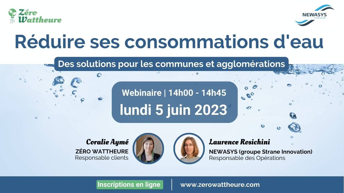 | WEBINAIRE 💻💧 |

📅 À l'occasion de la Journée mondiale de l'environnement, le 5 juin prochain, Zéro Wattheure et  Newasys (groupe Strane Innovation) vous invitent à un webinaire de 45 minutes 

zerowattheure.com/event/webinair…