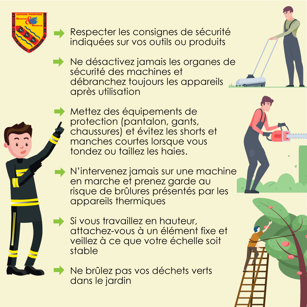 Les beaux jours et les envies de jardiner sont de retour … malheureusement les accidents domestiques liés à ces activités également : coupures, chutes ou coups... Restez prudents. Voici quelques conseils pour les éviter. Nous restons engagés à vos côtés ☎️ 18 ou 112
 #prévention