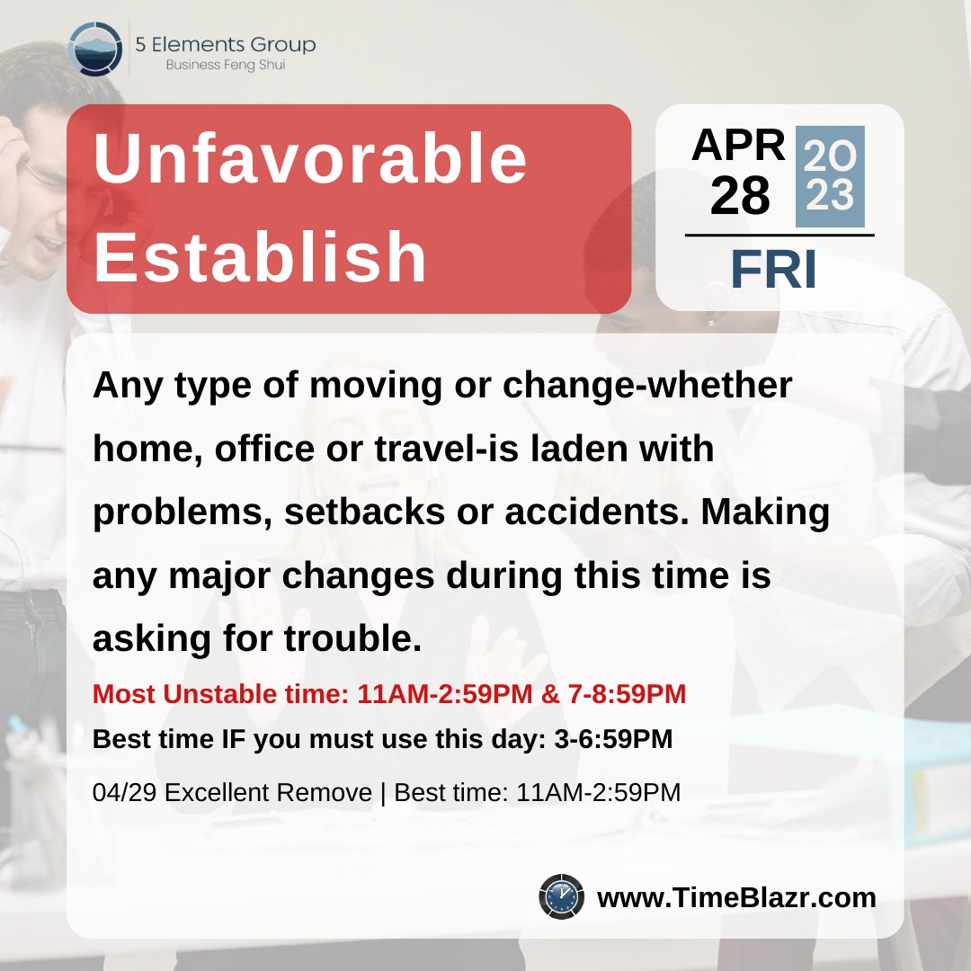 Take advantage of knowing what to plan for in advance to either minimize damage when the energy is unfavorable or boost your success during vibrant days with the TimeBlazr®. 

Sign up for a free 30-day trial of the TimeBlazr®: Free30TimeTrial.com 

#astrology #fengshui