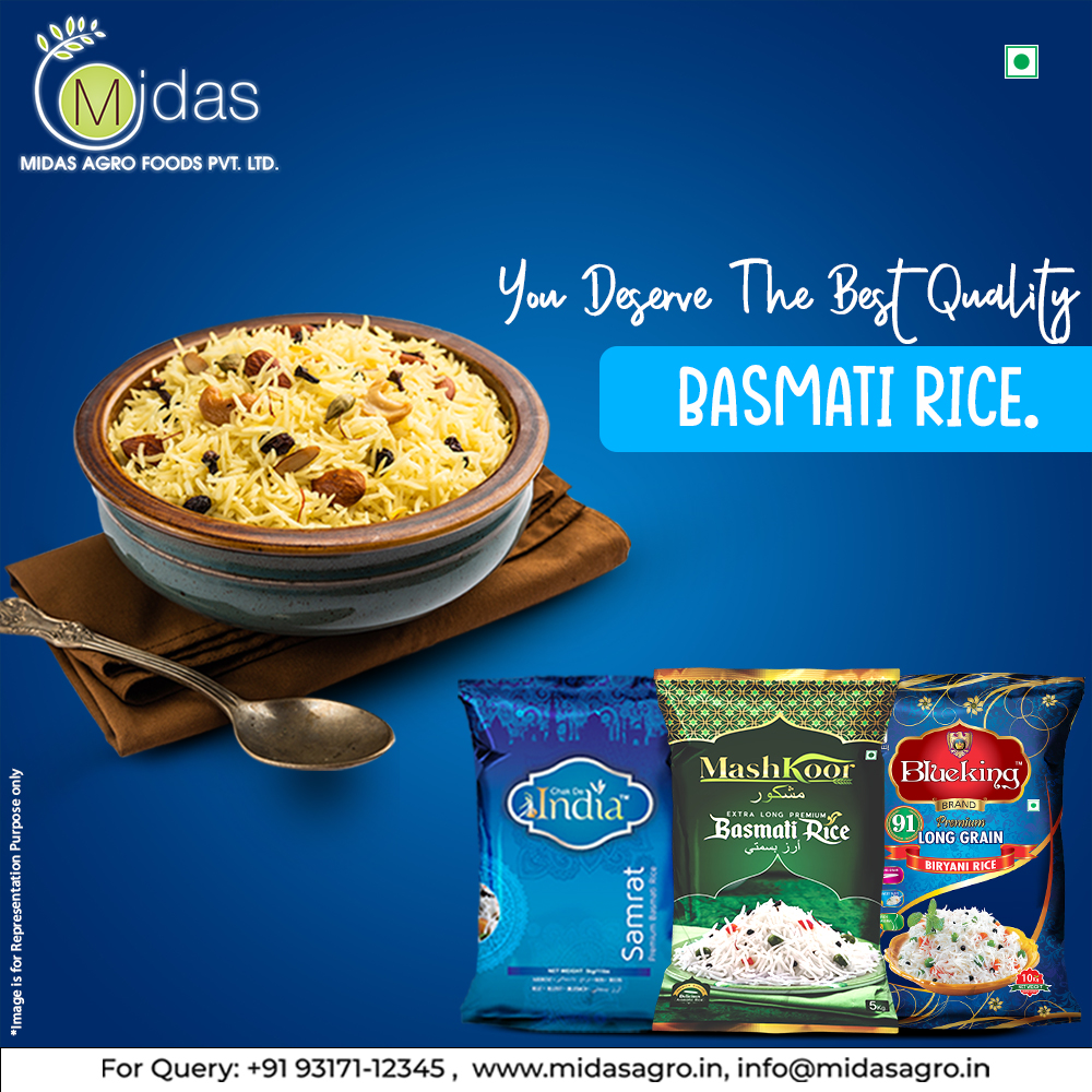 At #Midas, we believe that you deserve the best quality rice. Choose our rice for an unparalleled taste experience.
.

#healthy #tasty #easytocook #excellenceIsourpriority #midasagrofoods #foodpic #foodlove #homemade #biryani #recipe #basmatirice #longgrain #mashkoorbasmatirice