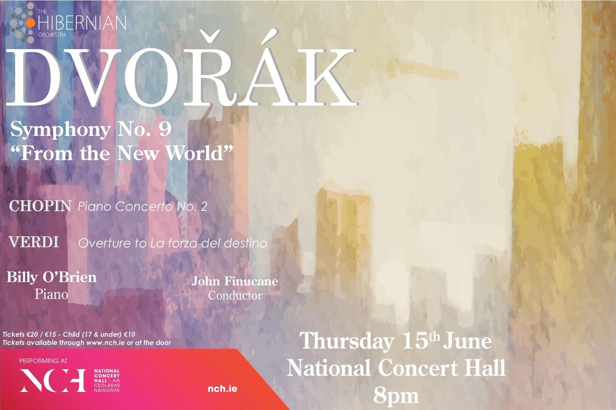 Delighted to announce that for our next performance at <a href="/NCH_Music/">National Concert Hall</a> we will be joined by Billy  O’Brien winner of our concerto competition, performing Chopin. Join us on June 15th to also hear Dvorak ‘New World’ Symphony