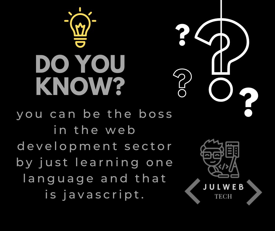 JulwebTech's tweet image. Be The Boss 😎
Our YouTube Channel: youtube.com/channel/UCFYbc…
Our Community Group: facebook.com/groups/4657258…
Our FB Page: facebook.com/JulwebTech/
#javascript
#webdevelopment