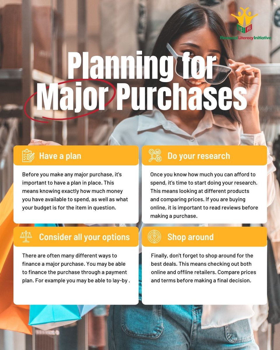 finlitna's tweet photo. Mastering the art of major purchases: Unlock success with these valuable planning tips.

#flinamibia #spendwise #financialplanning https://t.co/B9TS1c7K2J
