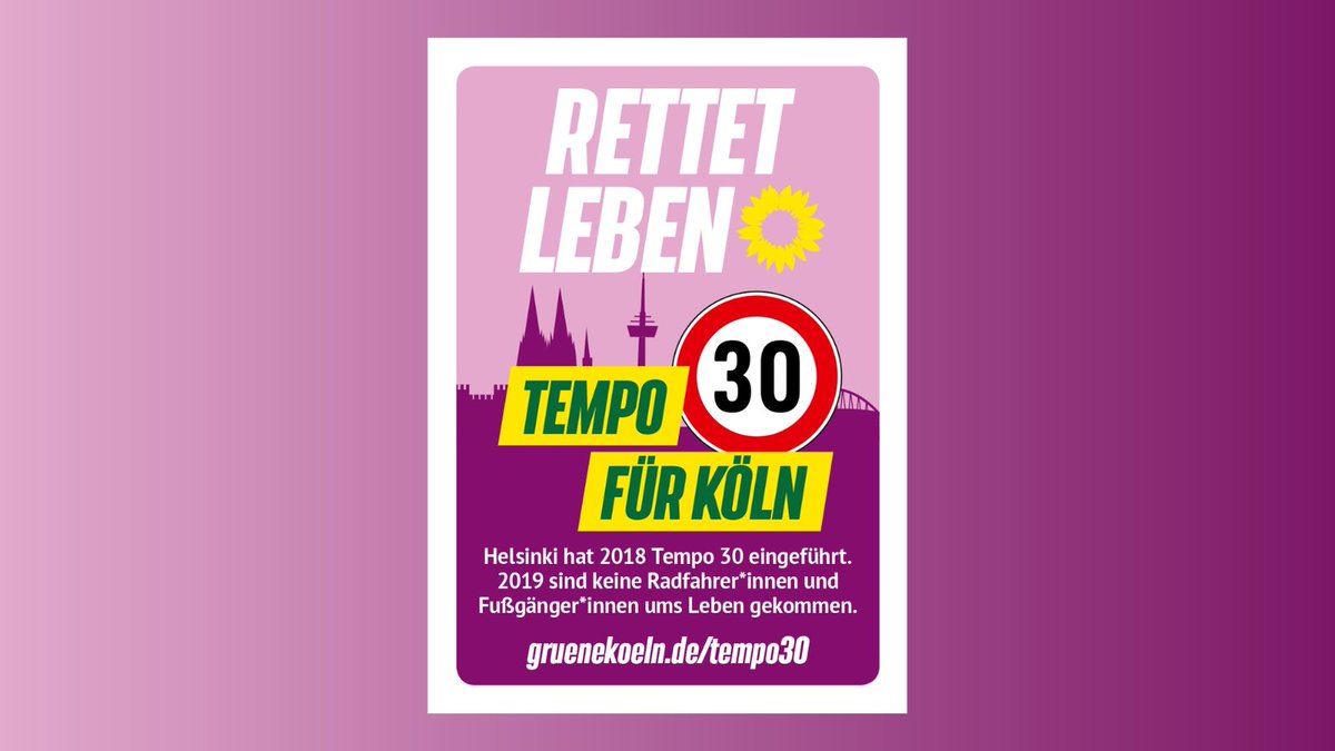 Wir wollen mehr Tempo 30 für Köln!

Denn geringere Höchstgeschwindigkeiten retten Leben, sind gut fürs Klima, sorgen für weniger Lärm und sogar weniger Stau!

Über 650 Städte, Gemeinden und Landkreise in ganz D🇩🇪 fordern von <a href="/Wissing/">Volker Wissing</a> mehr Flexibilität. (1/12)