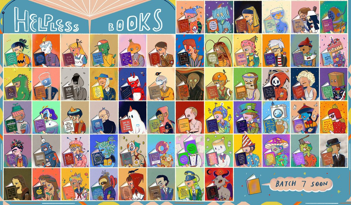 HelplessBooks's tweet image. 🫡 Shoutout to all collectors &amp;amp; artists who have supported this helpless project. ❤️‍🔥❤️‍🔥❤️‍🔥

I hope we can make new collections for the 7th batch very soon! 🎉📕📗📘📙🎉

In the meantime, you can check which helpless books are available on primary &amp;amp; secondary here 😉👇🏼…